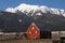 Livestock Wind Break Horse Leaning Red Barn Mountain Ranch