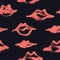 Living Coral Lips Hand drawn Seamless pattern Black background