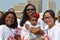 Living flag during Canada Day in Winnipeg, Canada. July 1, 2015