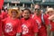 Living flag during Canada Day in Winnipeg, Canada. July 1, 2015