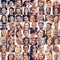 Living life with a smile. Composite image of a large group of diverse people smiling.