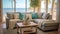 Living room decor, home interior design . Contemporary Coastal style