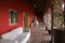 Living room and decoration in country house room, stone arches construction