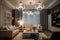 a living room with elegant lighting fixtures and lamps, creating a cozy and welcoming atmosphere