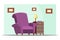 Living room furnishing flat vector illustration