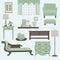 Living room furniture and accessories in color tea