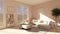 Living room interior, 3d render, 3d illustration apartment concept minimalist stylish