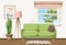 Living room interior. Cartoon vector illustration