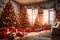 Living Room Interior With Christmas Tree