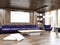 Living room interior with purple sofa