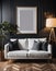 Living room interior with white sofa, lamp and plant. Mock up