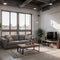 Living room loft in industrial style ,