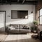 Living room loft in industrial style ,