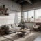 Living room loft in industrial style ,