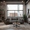 Living room loft in industrial style ,