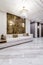 Living room in rich modern home with italian marble floor