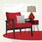 Living room scene red lounge chair and table lamp