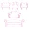 Living room seating furniture icons