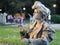 Living statue - lady of stone with umbrella