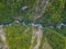 Liwu River Valley at Taroko Gorge National Park in Taiwan. Aerial View