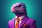 Lizard in a colorful suit and tie. Vibrant colors