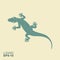Lizard. Flat monochrome icon with a shabby effect. Vector illustration