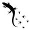 Lizard and footprints silhouette vector.