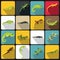 Lizard icons set, flat style