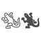 Lizard line and solid icon, domestic animals concept, Salamander sign on white background, gecko icon in outline style