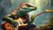 lizard playing rock on electric guitar