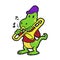 Lizard playing trumpet cartoon