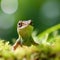 A lizard sitting on top of some moss, AI