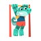 Lizard in Sportswear Doing Chin-ups on Horizontal Bar Vector Illustration