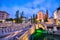 Ljubljana City Center at Dusk overlooking the Triple Bridge and Beautiful Franciscan Church