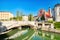 Ljubljana City Center during a Sunny Day overlooking the Triple Bridge and Beautiful Franciscan Church