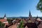 Ljubljana panorama with mountains behind during summer sunny day, Ljubljana, Slovenia