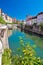 Ljubljana river and architecture vertical view