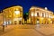 Ljubljana square and landmarks evening panoramic view