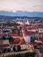 Ljubljana streets at sunset lights