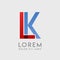 LK logo letters with blue and red gradation