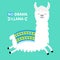 Llama alpaca running jumping. No drama. Cute cartoon funny kawaii smiling character. Childish baby collection. T-shirt, greeting