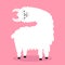 Llama alpaca turning head face, tongue. Cute cartoon funny kawaii character. Fluffy hair fur. Childish baby collection. T-shirt, g