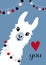 Llama Alpaca  Valentine\\\'s Day card stock illustration