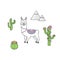 Llama and cactus vector collection
