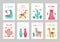 Llama cards. Beautiful invitations, alpaca flower colorful birthday invites. Babies kids posters with cactus cute wild