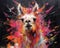 llama form and spirit through an abstract lens. dynamic and expressive llama print by using bold brushstrokes, Cute Lama