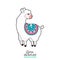 Llama isolated vector icon. Fantasy alpaca lama sticker, patch badge.