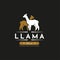 Llama Logo Vintage. With llama, or alpaca icon symbol. Retro, classic, premium, and luxury farm logo design vector