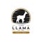 Llama Logo Vintage. With llama, or alpaca icon symbol. Retro, classic, premium, and luxury farm logo design vector
