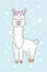 Llama, pink print girl. Lama vector illustration. Cute funny trendy design for children, kids, smile, magic animal